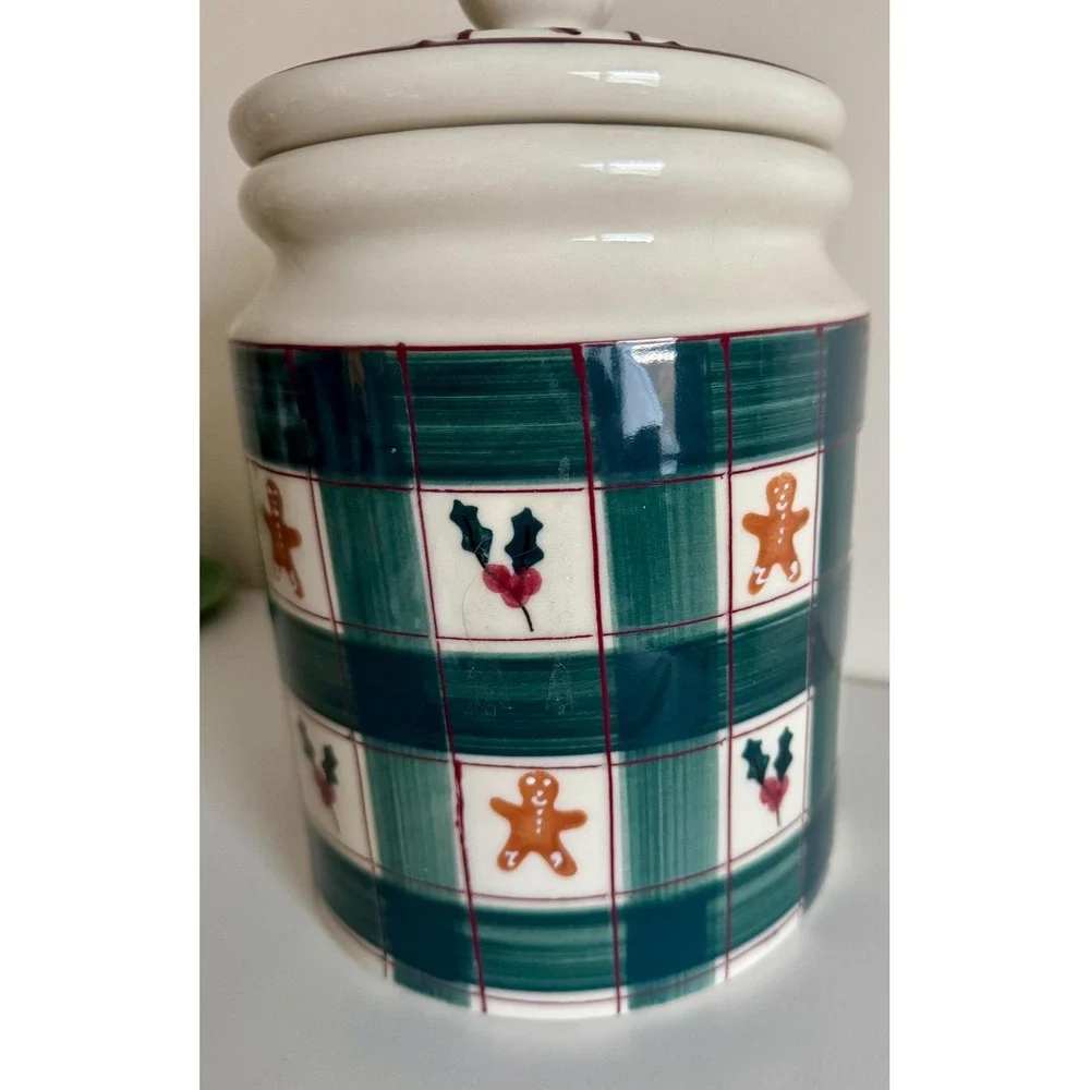 Vintage Hartstone Pottery Gingerbread Holly Cookie Jar